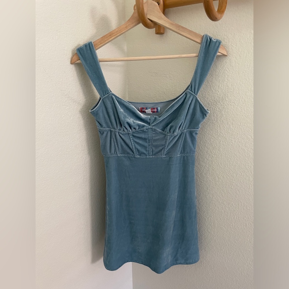 Urban Outfitters Light Blue Velvet Mini Dress - Picture 5 of 9